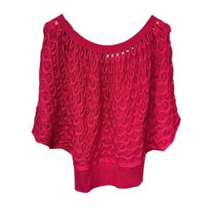 Once Again Pink Open-Knit Batwing Sweater -‎ Women’s Size Medium